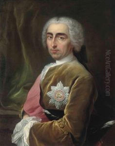 Portrait Of A Gentleman Traditionally Identified As 1 
S 
T 
 Viscount Bateman, Half-length, In A Brown Coat With The Breast Star And Red Sash Of The Order Of The Bath, Oil Painting by Carle van Loo