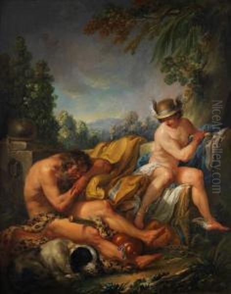 Merkur Und Argus Oil Painting by Charles Andre Van Loo