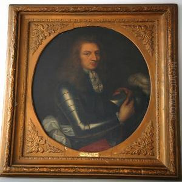 An Oval Portrait Of A Gentleman Oil Painting by Charles Andre Van Loo