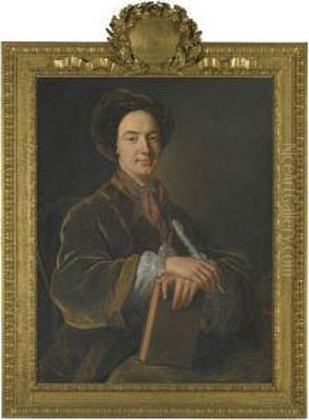 Portrait Of William Murray, 1st Earl Of Mansfield (1705-1793),holding A Book And A Quill Oil Painting by Jean Baptiste van Loo