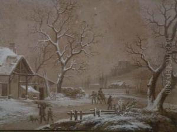 Paysage Hivernal Oil Painting by Jules Cesar Denis van Loo