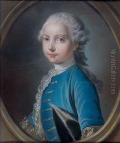 Portrait De Jeune Homme Dans Un Ovale Peint Oil Painting by Louis-Michel Van Loo