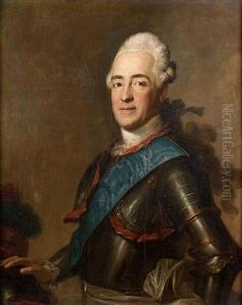 < Portrait De Gentilhomme En Armure >. Oil Painting by Louis-Michel Van Loo