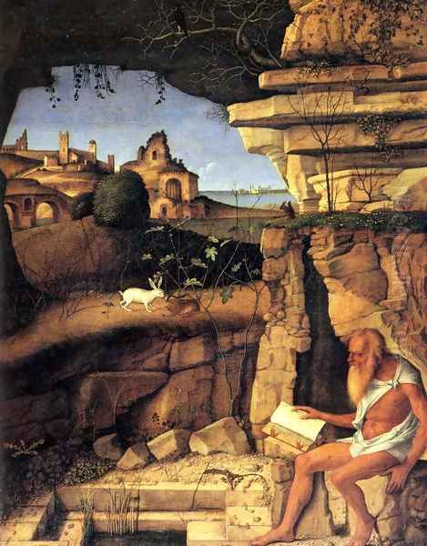 Saint Jerome Reading 1505 Oil Painting by Giovanni Bellini