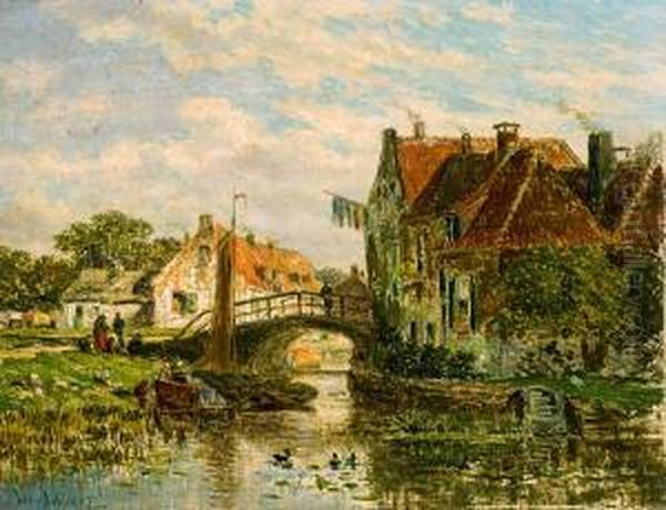 Dorp Aan De Rivier Oil Painting by Jan Van Loockhorst