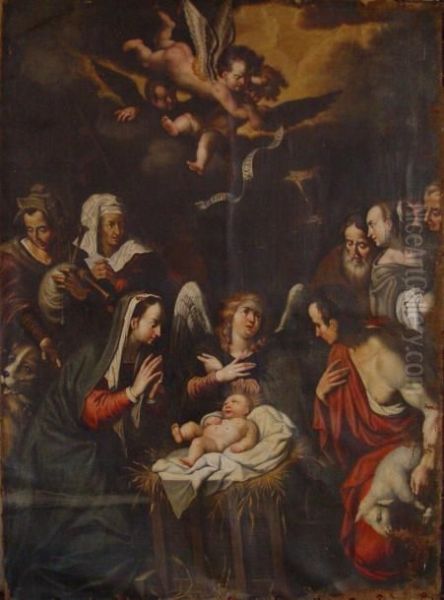 L'adoration Des Bergers Oil Painting by Theodor Van Loon