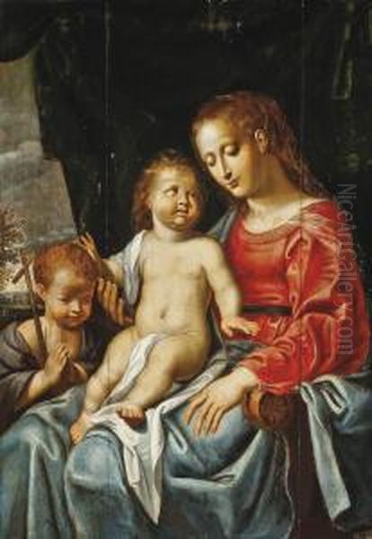 The Virgin And Child With The Infant Saint John The Baptist Oil Painting by Theodor Van Loon