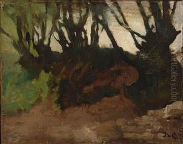 Forest At Dusk Oil Painting by Jacobus Van Looy