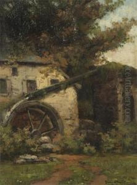 Old Watermill Oil Painting by Prosper Van Luppen