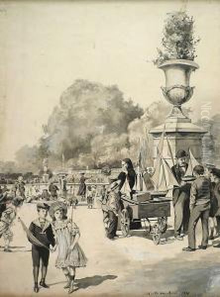 Au Jardin Du Luxembourg, A Paris Oil Painting by Martin van Maele