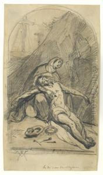 Pieta Oil Painting by Eugene Romain Van Maldeghem