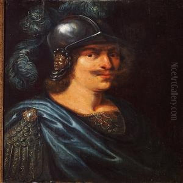 Man With A Helmet Oil Painting by Karel van III Mander