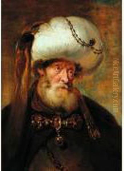 Portrait D'homme Enturbanne Oil Painting by Karel van III Mander