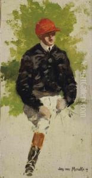 Etude Pour Un Jockey Oil Painting by Jean Van Marcke De Lummen