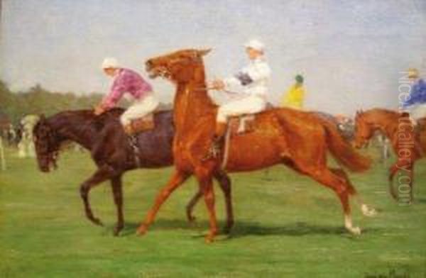 Le Depart Pour La Course Oil Painting by Jean Van Marcke De Lummen