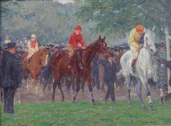 Leaving The Parade Ring Oil Painting by Jean Van Marcke De Lummen