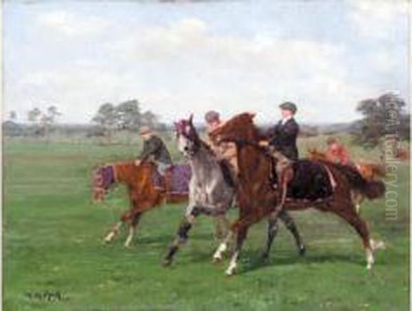 Entrainement A Haymarket Oil Painting by Jean Van Marcke De Lummen