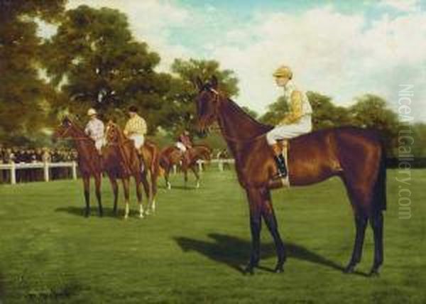 ''courses A Newmarket'' Oil Painting by Jean Van Marcke De Lummen