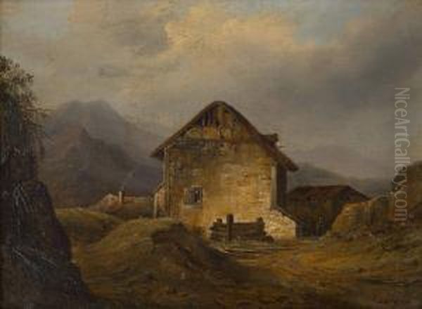 La Bergerie Dans Lesmontagnes Oil Painting by Jean Baptist Van Marcke