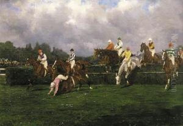 The Steeple Chase Oil Painting by Jean Baptist Van Marcke