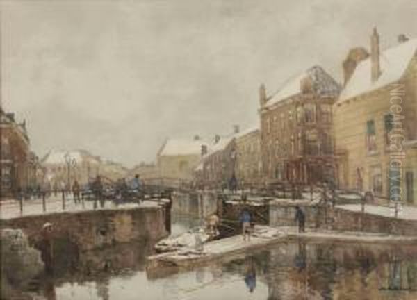 A View Of Schiedam Oil Painting by Johann Hendrik Van Mastenbroek