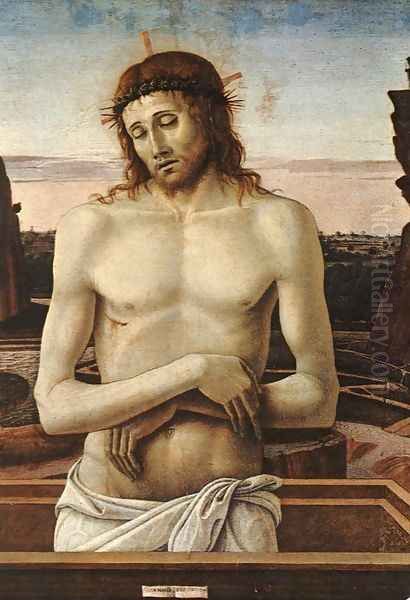 Dead Christ in the Sepulchre (Pietà) c. 1460 Oil Painting by Giovanni Bellini