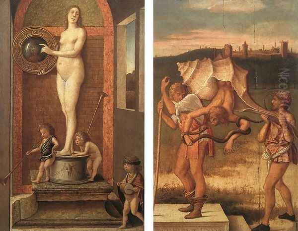 Four Allegories Prudence And Falsehood c. 1490 Oil Painting by Giovanni Bellini