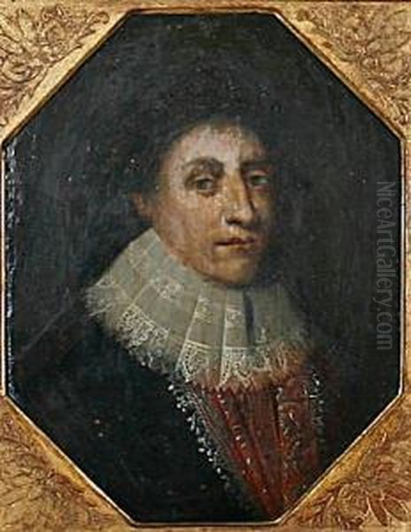 Portrait Of A Gentleman Wearing Armour And Lace Collar Oil Painting by Michiel Van Miereveldt