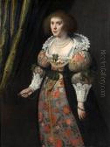 Portrait D'une Dame De Qualite De Trois-quarts Oil Painting by Michiel Jansz. Van Miereveldt