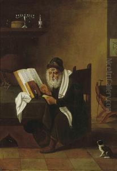 A Rabbi At His Desk Oil Painting by Frans van Mieris