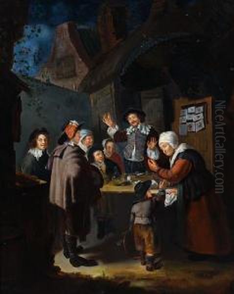 A Family Gathering Oil Painting by Frans van Mieris