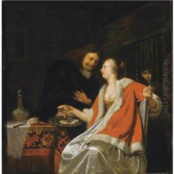 The Oyster Meal Oil Painting by Frans Ii Van Mieris