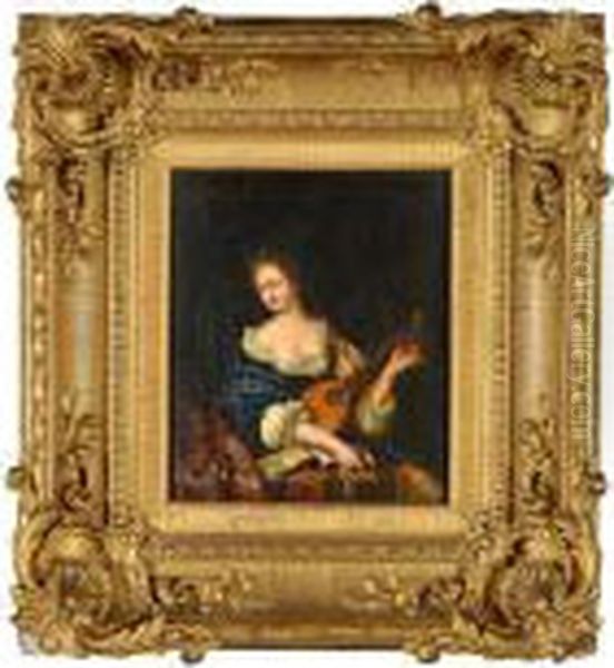 Femme A La Guitare Oil Painting by Willem van Mieris