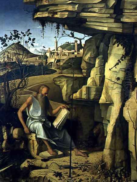 St. Jerome in the Desert 1480-87 Oil Painting by Giovanni Bellini