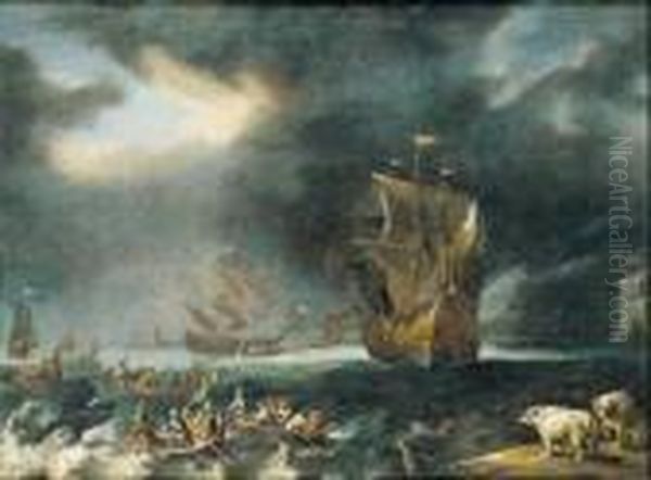 Marina Oil Painting by Hendrik van Minderhout