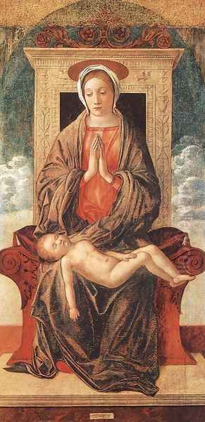 Madonna Enthroned Adoring the Sleeping Child 1475 Oil Painting by Giovanni Bellini