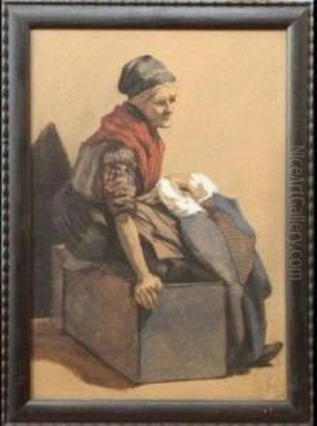 Vieille Dame Assise Deprofil Oil Painting by Jean Baptiste van Moer