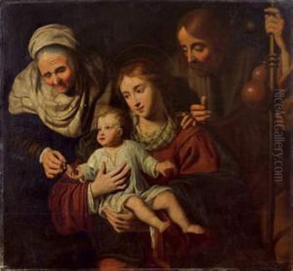 La Vierge A L'enfant Avec Sainte Elisabeth Et Saint Jacques Oil Painting by Pieter van Mol