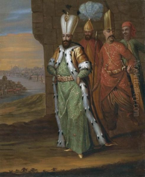 Ahmed Iii And His Retinue Oil Painting by Jan-Baptiste Vanmour