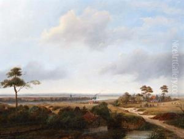 Weids Nazomerlandschap Met Ijmuiden Aande Horizon Oil Painting by Johannes Josephus Van Mulken