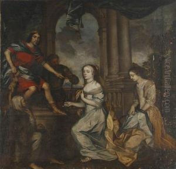 Salomon Recevant La Reine De Saba Oil Painting by Marten I Van Mytens