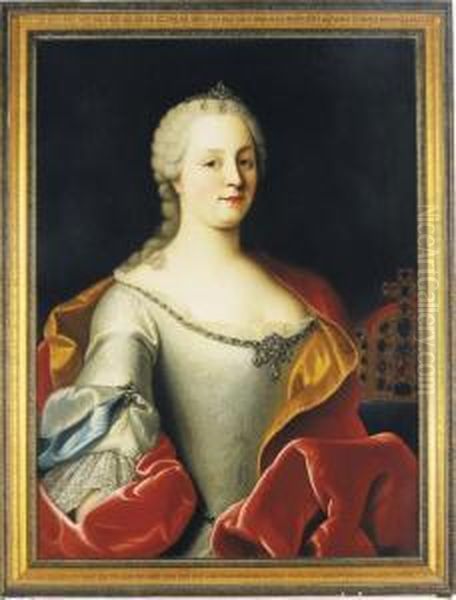 Portrait Of Empress Maria Theresa Of Austria Oil Painting by Martin II Mytens or Meytens