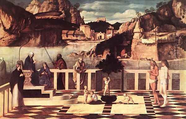 Sacred Allegory 1490-1500 Oil Painting by Giovanni Bellini