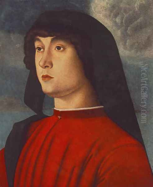 Portrait of a Young Man in Red 1485-90 Oil Painting by Giovanni Bellini