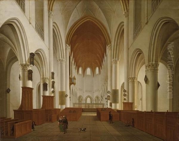 Innenraum Der Kirche St. Bavo In Haarlem Oil Painting by Hendrick Van Vliet