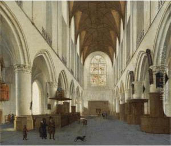 The Interior Of The Church Of Saint Bavo, Haarlem Oil Painting by Hendrick Van Vliet