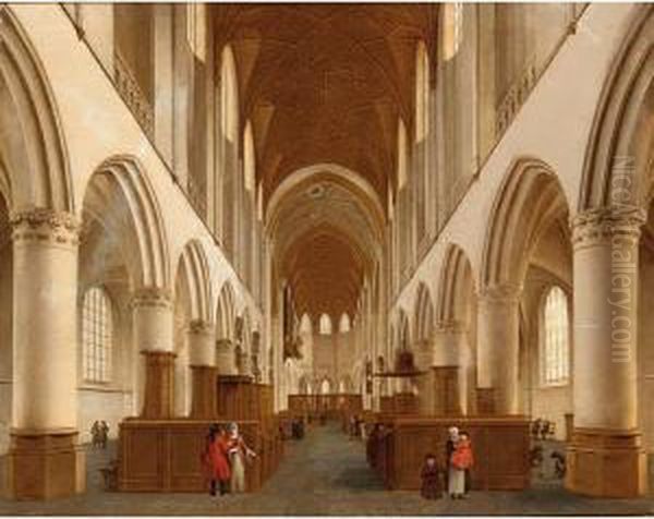 An Interior Of The St Bavo, Haarlem Oil Painting by Hendrick Van Vliet