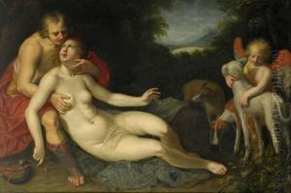 Venus Och Adonis Oil Painting by Adriaen van Nieulandt