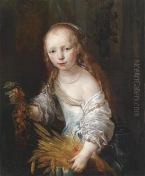 Portrait Of A Young Girl As Ceres Oil Painting by Jan or Joan van Noordt