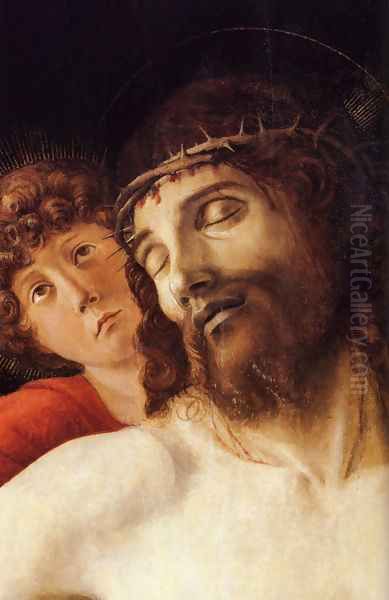 The Dead Christ Supported by Two Angels [detail] Oil Painting by Giovanni Bellini